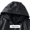 Futing Men's Top-Layer Cowhide Hooded Padded Leather Jacket