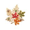 Elegant Crystals Maple Brooch for Evening Wear Office Attire Retro Fashion Jewelry Sturdy Alloy Gifts Box Ready