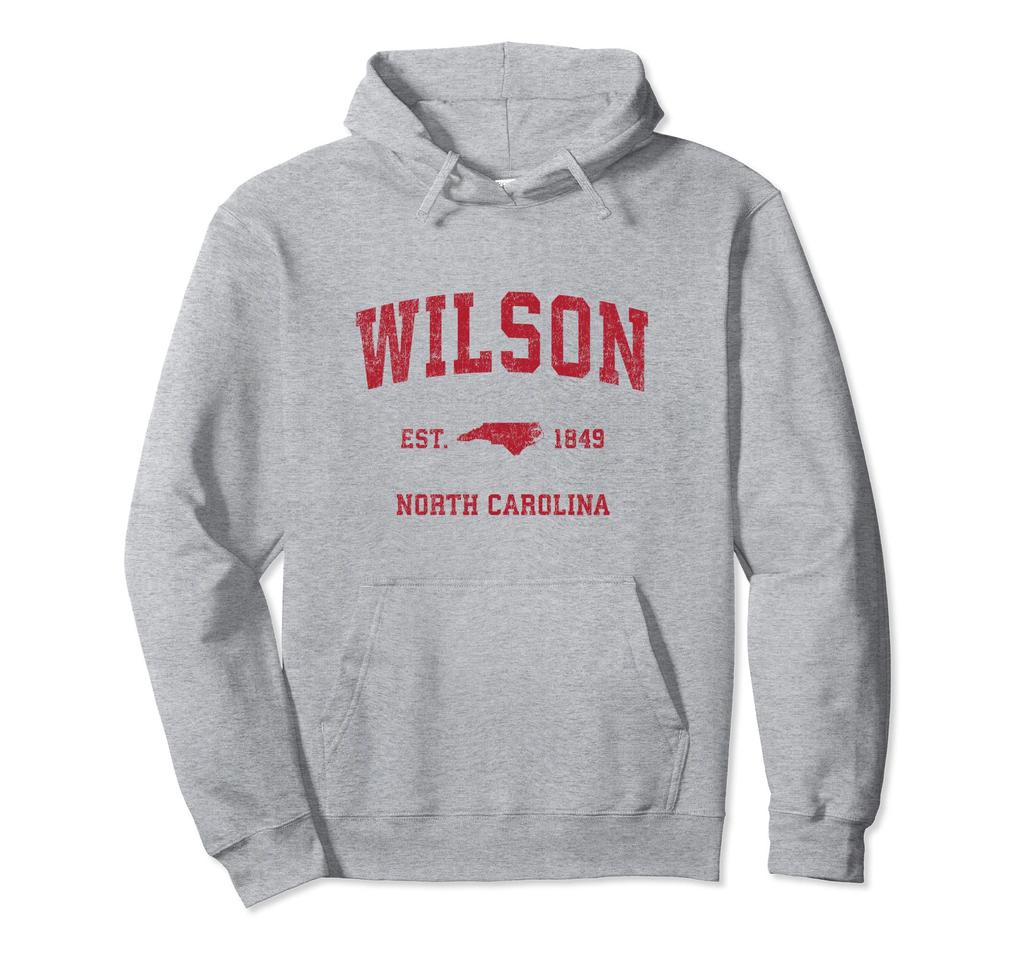 Wilson North Carolina NC Vintage Sport Design Red Print Hoodie