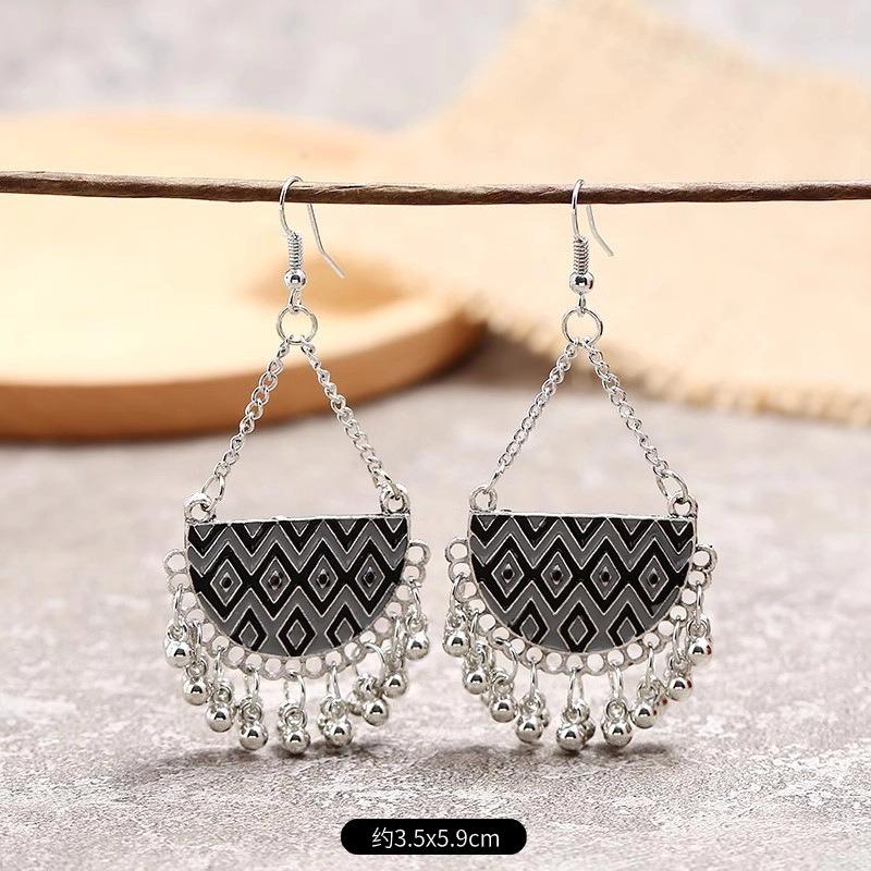 

Трендовые ретро серьги с темпераментом, женские длинные расписные серьги с бахромой, богемные серьги