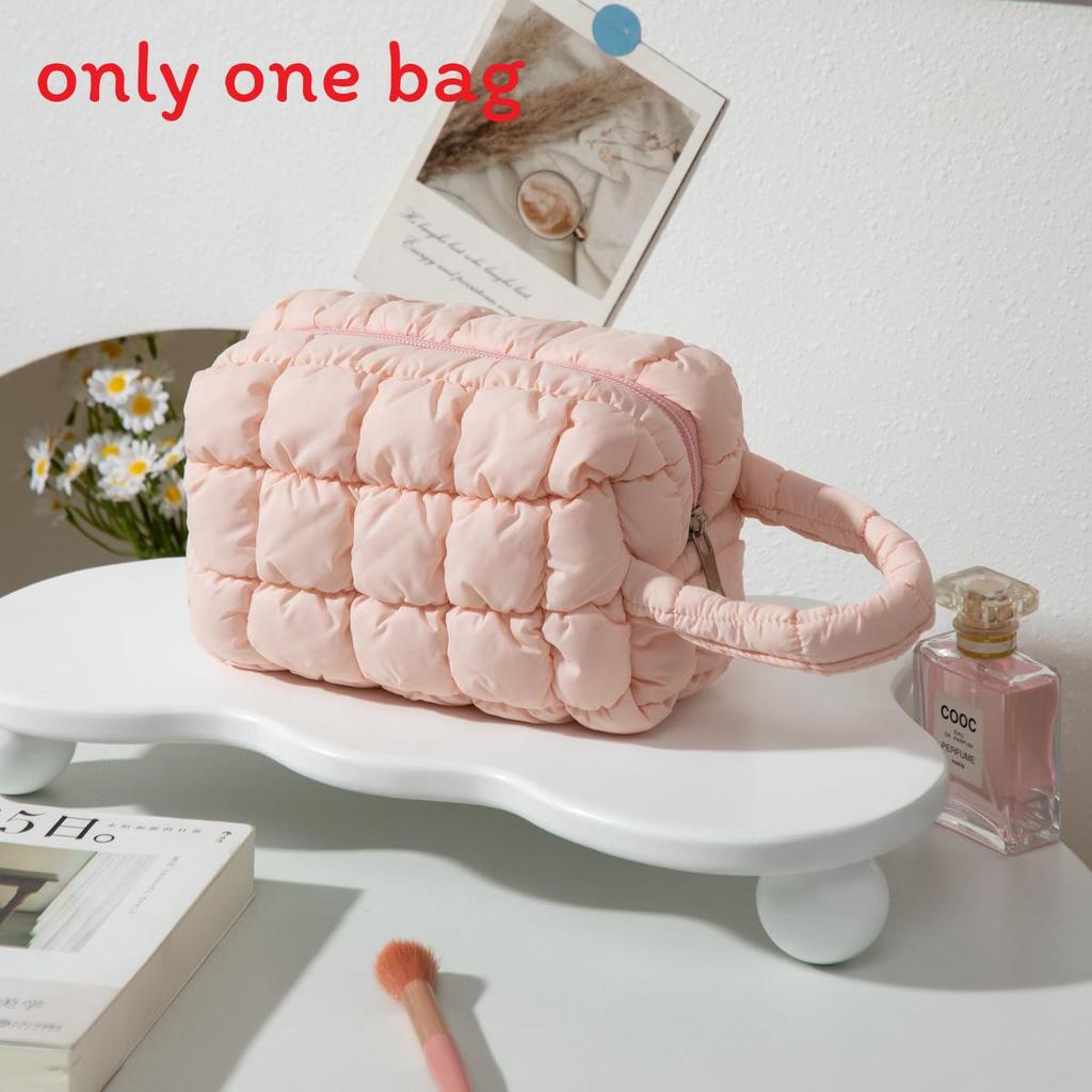 

Portable Large Capacity Makeup Organizer With Polyester Material For Home Use Pink