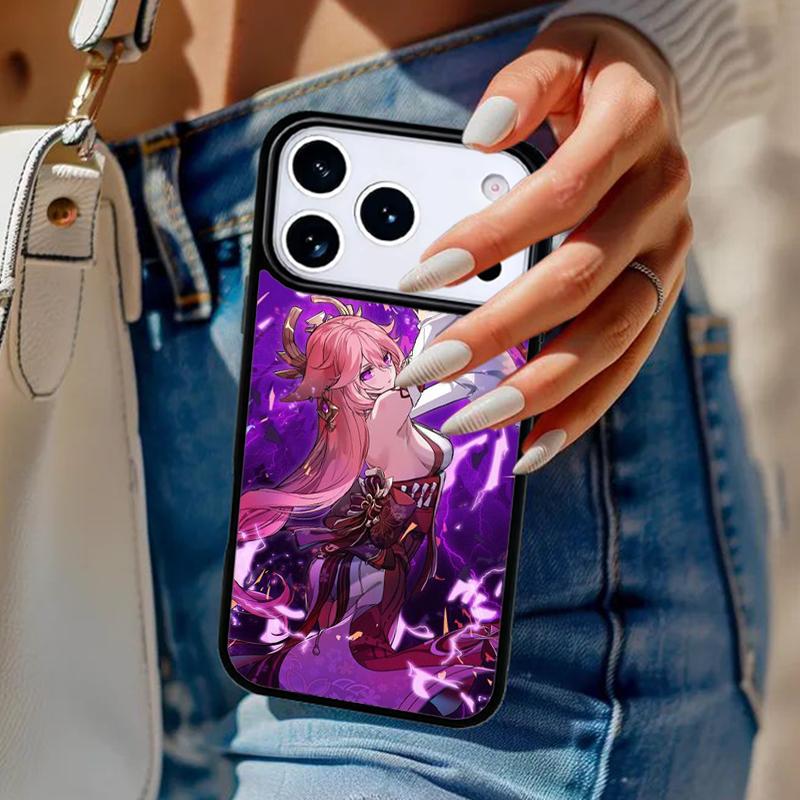 Genshin Impact Yae Miko Phone Case For iPhone 17 Air 14 15 13 12 Max Cover For Apple 14 15 16 16e 11 Pro Max Plus Coque