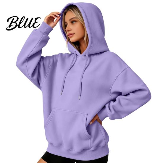 Soft Polyester Pullover Women Oversized Hoodie Cotton Blend Long Sleeve Sweatshirt Adjustable Drawstring Hoodie for Daily Wear And Front Pocket