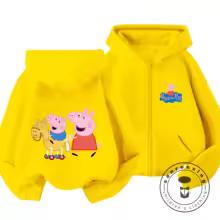 Winter Trendy Casual Zipper Hoodie Cute Cartoon Print Street Style Kids Hooded Top Peppa Pig Children 3 14