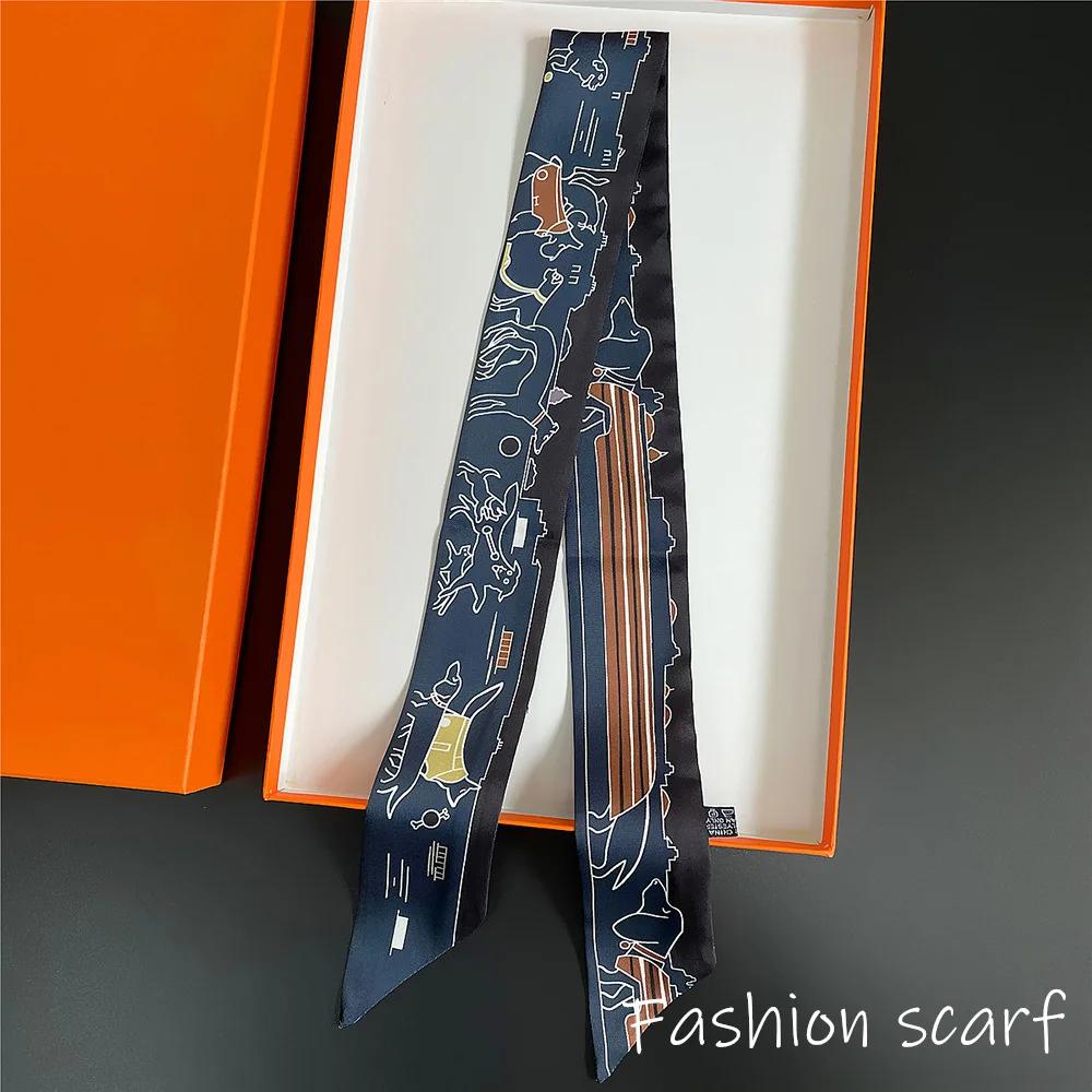 Koreanische Sommer Neue Luxuriöse Überprüfen Weibliche Dekoration Twill Lange Band Bindung Tasche Seide Band Haar Gürtel Heißer Verkauf Kleine Schal