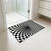 3D Vortex Optische Illusion Teppich Vision Schwindel Bereichsteppich Realistischer Vortex Schwarz und Weiß Fußmatte Rutschfeste Bodenmatte für Wohnzimmer Schlafzimmer Eingang