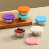 Leakproof Stainless Steel Dipping Sauce Cups Reusable Sauce Cups Silicone Stretch Lids Leakproof Portable Food Storage Box