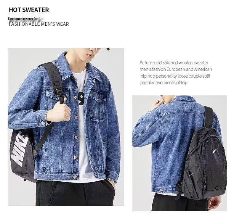 Men's Smoke Grey Denim Jacket: Trendy Lapel Workwear for Spring and Autumn – Casual, Handsome, Plus Size.