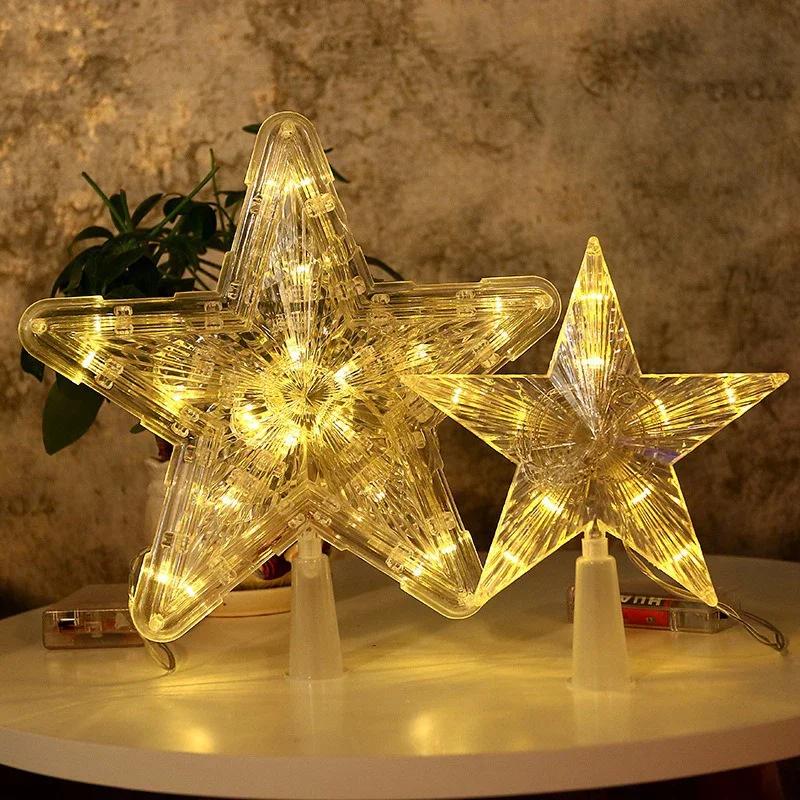 

LED Christmas Tree Lights Pentagram Luminous Star Room Decoration Christmas Tree lights Pendant Drop Omnaments New Year lights Small 15x3.5cm