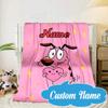 Custom Name Pink Dog Dreamscape Blanket bed sofa Blanket Flannel Blanket for Camping, Hiking, Picnic Essentials,gift for Fan family