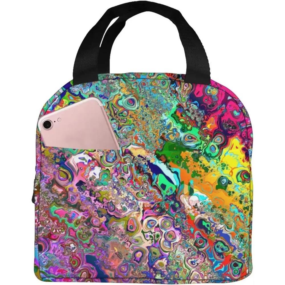 Stars Moon Black Lunch Bag Insulated Tote Cooler for Women Kids Girls, Small Lunch Box Reusable Freezable Aesthetic Bag