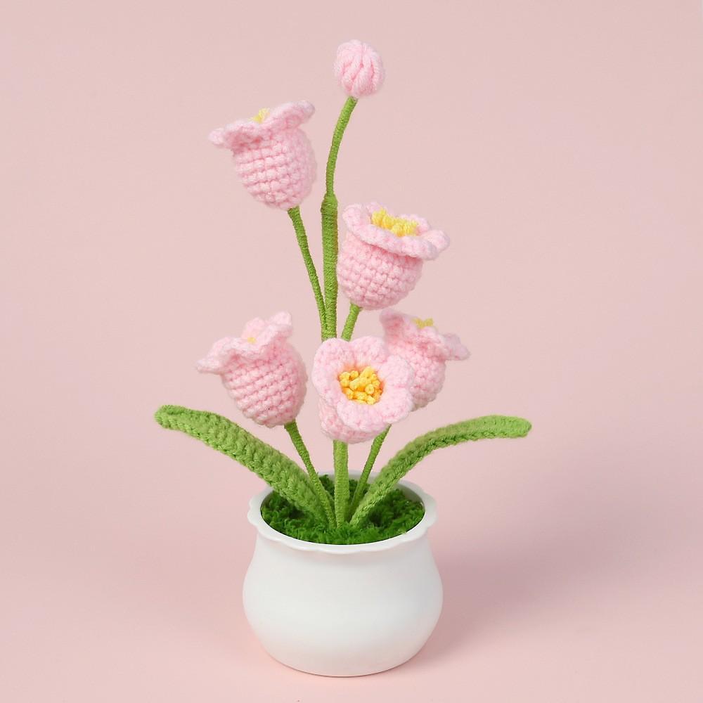 Hand-Knitted Wool Fake Flowers Set: Sunflower, Carnation, Tulip - Desktop Decor, Teacher/Student Gift, Everlasting Bouquet