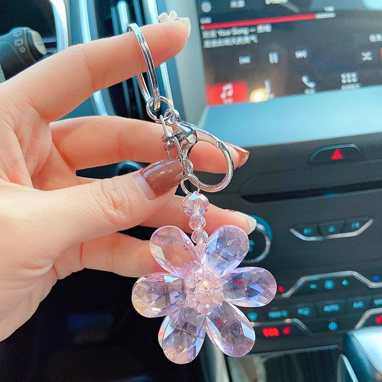 Lady Personalized Keychain With Crystal Floral Design Perfect Accessory For Bag