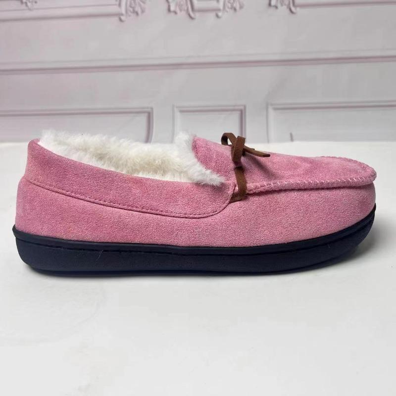 Couple Solid Color Slip On Loafers with Warm Plush Lining Comfortable Non-Slip Rubber Sole Durable House Shoes