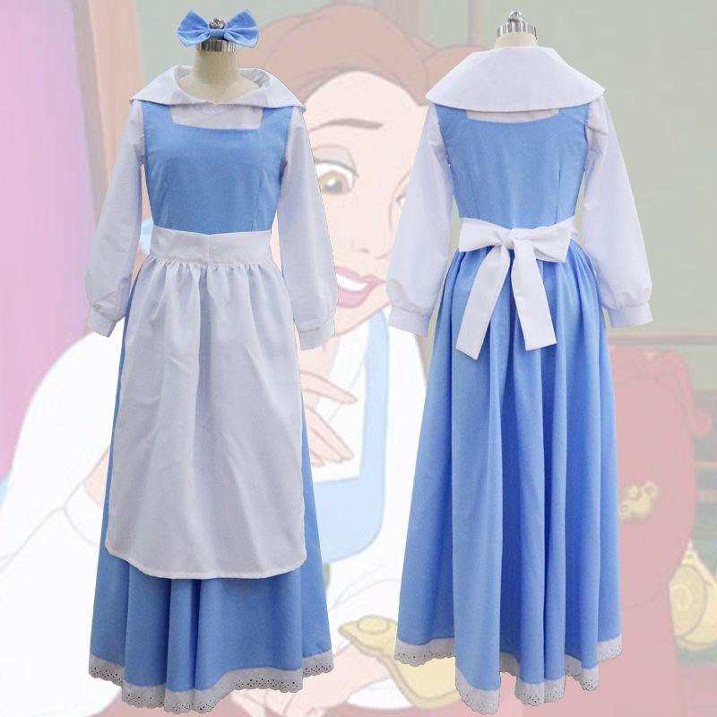 Elegant Beauty And The Beast Belle Blue Maid Dress With Exquisite Workmanship For Halloween