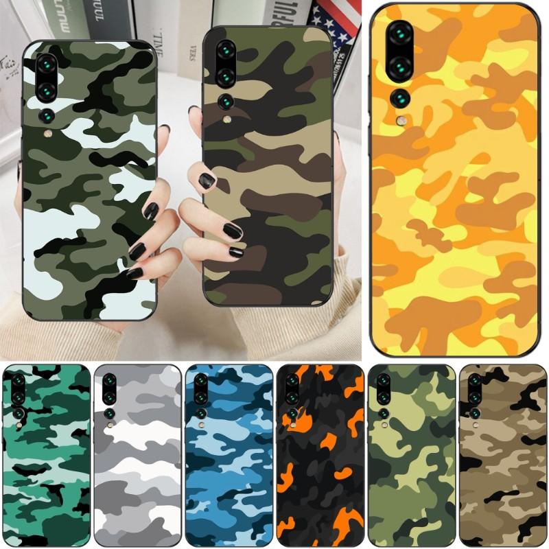 

Camouflage Pattern Phone Case For Huawei P50 P40 P30 Pro Lite P Smart 2021 2019 Magic 3 Soft Black Phone Cover Huawei P50
