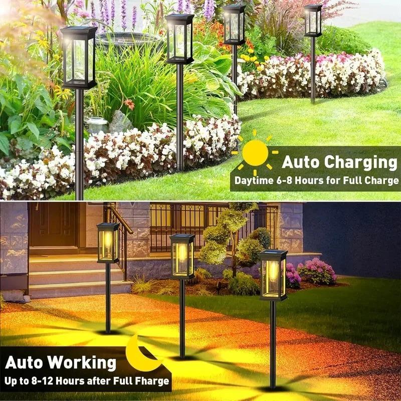2/4/6 Pack Solar Tungsten Led Lawn Lamp Outdoor Waterproof Solar Channel Lamp for Garden Courtyard Landscape Sidewalk Courtyard Decoration