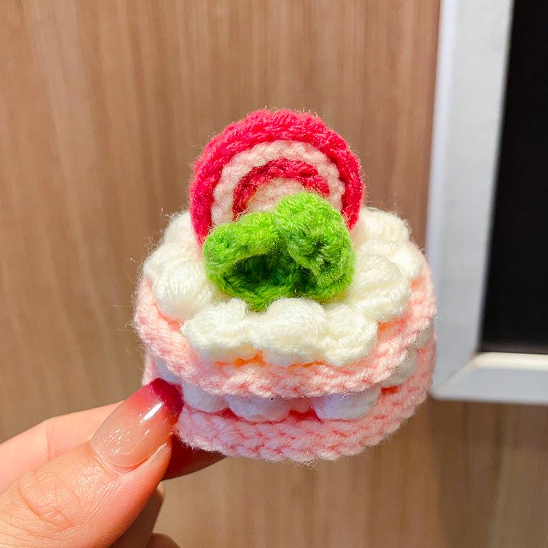 Charming Crochet Fruit Keychain: Persimmon & Strawberry Wool Pendants