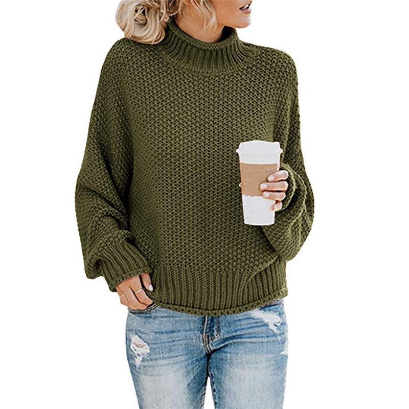 Women's 2026 High Neck Autumn/Winter Chunky Knit Sweater - European & American Style