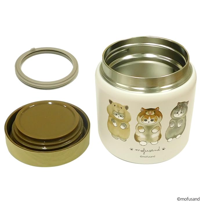 Mofusand Stainless Steel Soup Lunch Keeps Food Hot or Perfect for Commuting or Cute Cat Vacuum-Sealed Pot, 300ml, Ham-Nyan Jar, Cold, School, Design,