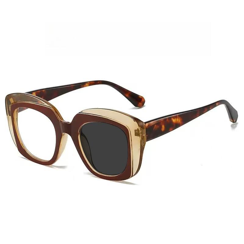 Fashion and Personalized Photochromic Reading Glasses New Thick Frame Street Photography Concave Shaped Glasses Diopter To +4.0