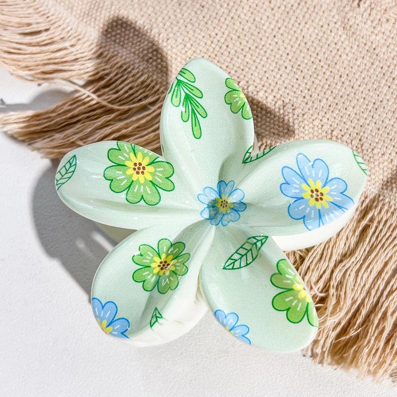 Uv-printed Frangipani HairpinFemale Seaside Vacation Back of The Head HairpinShark Clip