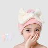 Kids Hair Drying Cap Super Absorbent Quick Dry Hair Towel Wrap with Button Cute Bow Anti-Frizz Turban for Girls Long Hair