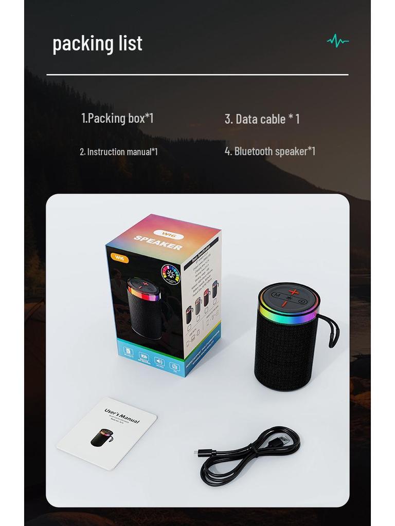 Seven-Color Ambient Light Bluetooth Speaker: Portable Wireless Speaker with Card Slot & Super Bass Subwoofer