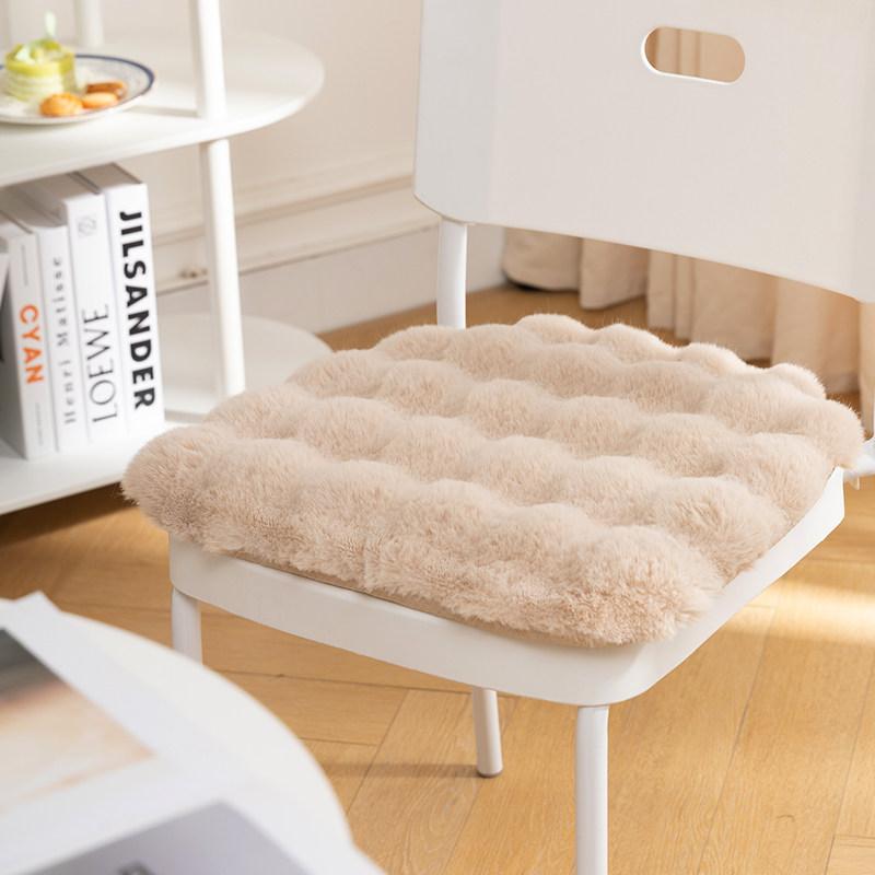 

Rabbit Fleece Thickened Seat Pad Winter Warm Cushion for Dining Chair Office Stool Student Chair Comfortable Pad Long Sitting U shaped-41X43CM