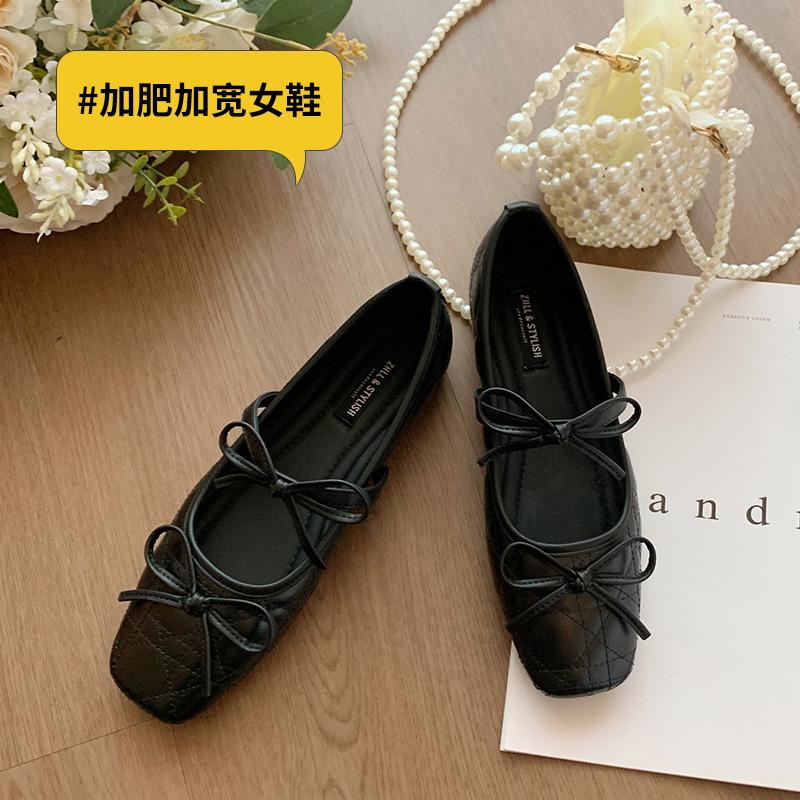 

retro black light mouth low heel single shoes versatile forefoot widened large size women s shoes 35