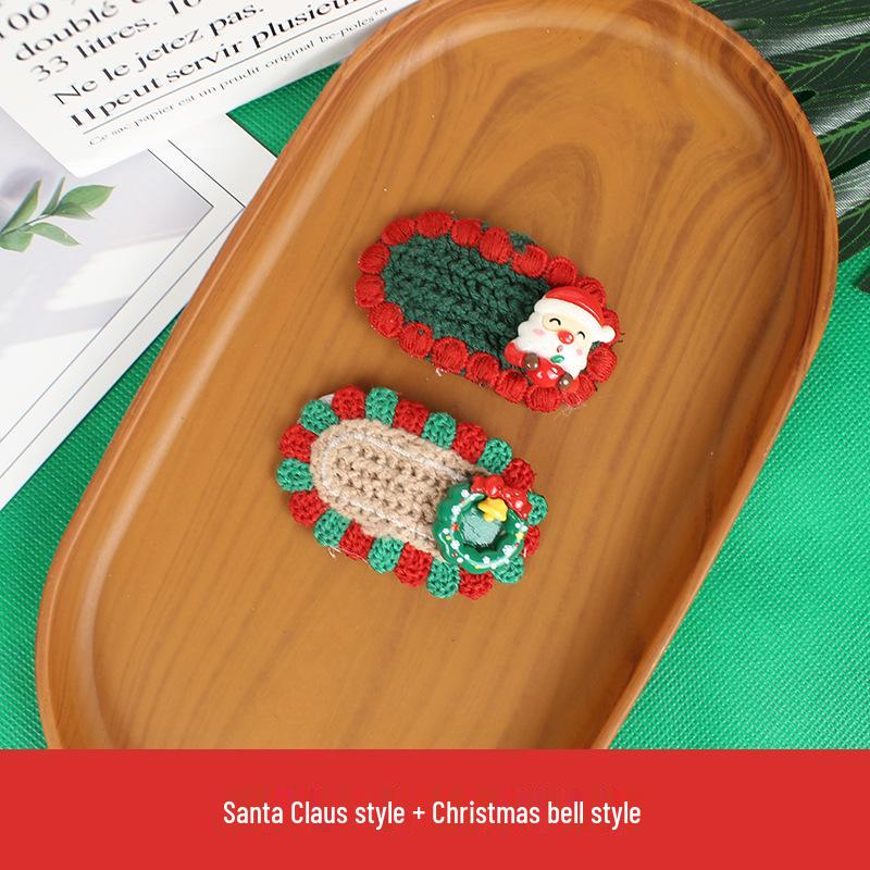 Handmade Knitted Christmas Hair Clips: Cute Santa Claus & Snowman Accessories for Adults and Kids