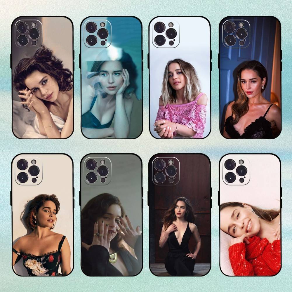 E-Emilia C-Clarke Actress Phone Case For iPhone17,16,15,14,13,12Plus,Pro Max,XS,5G Soft Silicone Black Cover