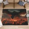 Vibrant Red Apple Blossoms Area Rug Watercolor Fruit Floral Print Carpet Non-Slip Indoor Floor Mat for Living Room Bedroom