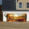 1 piece vintage autumn harvest scarecrow and haystack garage door flag -2D flat printing large fabric cover