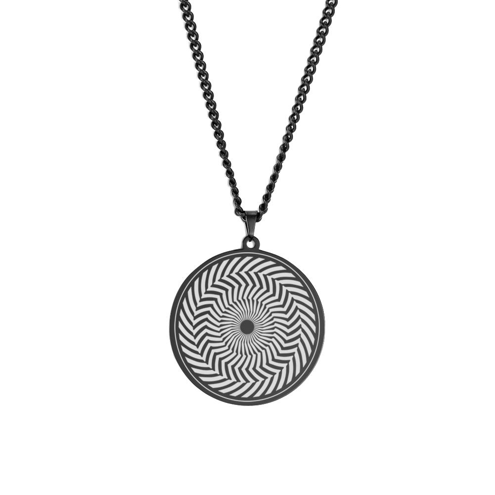 Dawapara The Illusion of Amulet Pendant Necklace Geometric Hypnosis Talisman Stainless Steel Jewelry Gift for Men Women