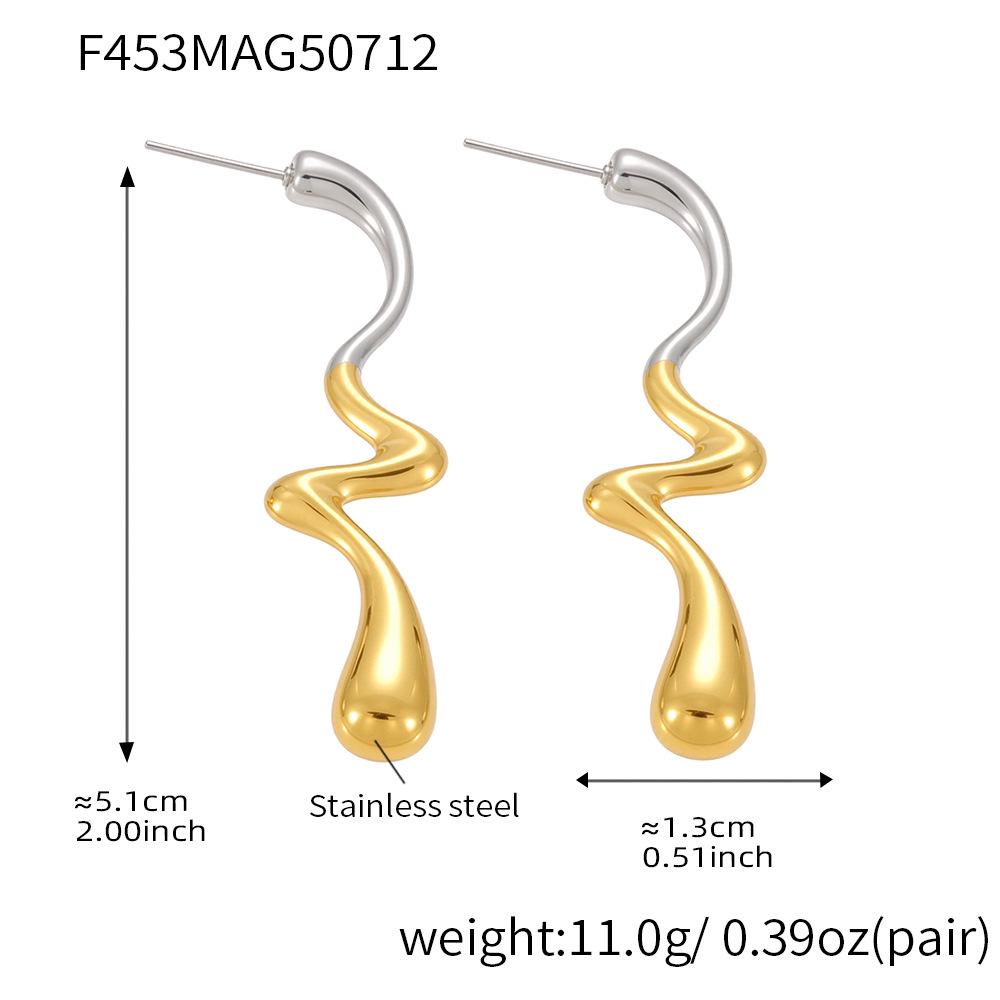 Qiong Yao 18K Gold-Plated Irregular Water Drop Earrings - Non-Fading, European & American Style Fashion Accessories.