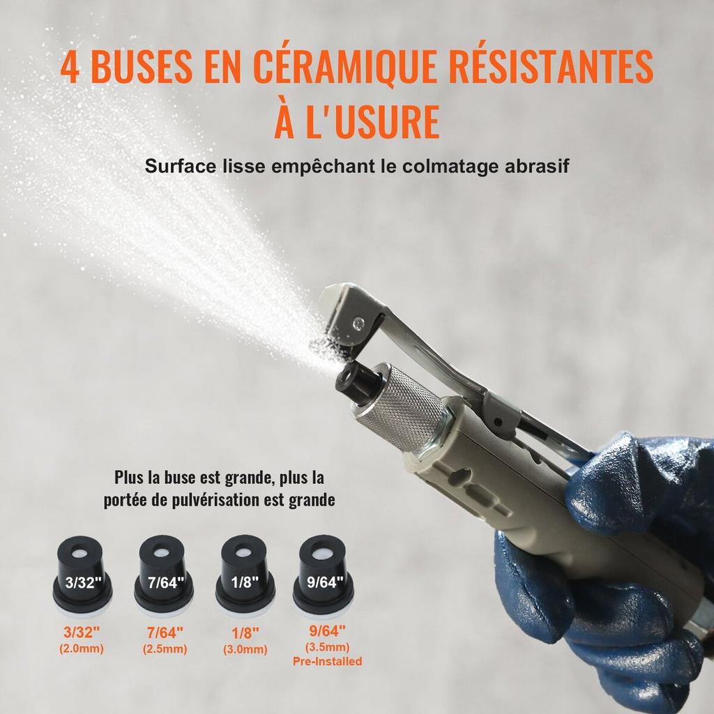 10 Gallon/38L Sandblaster Equipped with Nozzle Shut-Off Valve Pressure Gauge Ceramic Nozzle Rubber Wheels Grit Blasting Blast Sandblasting