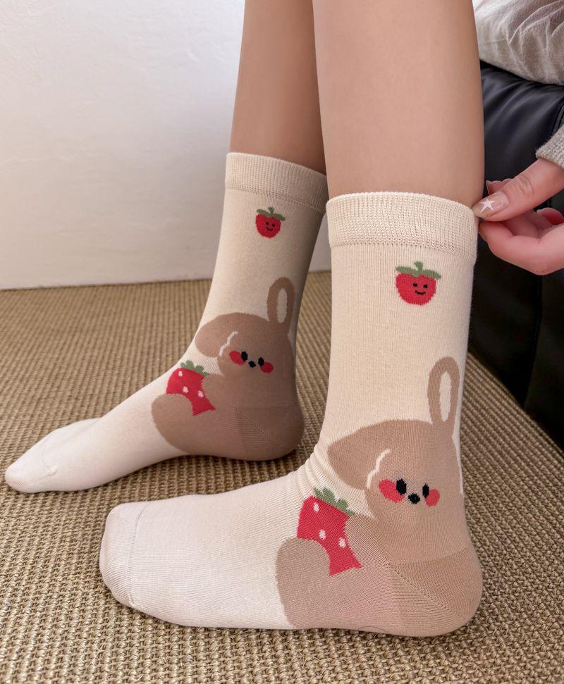 Australian Fleece Warm Socks Mid-Leg Socks Are Thickened Plush And Fluffy Cute Blue Puppy Winter Stockings