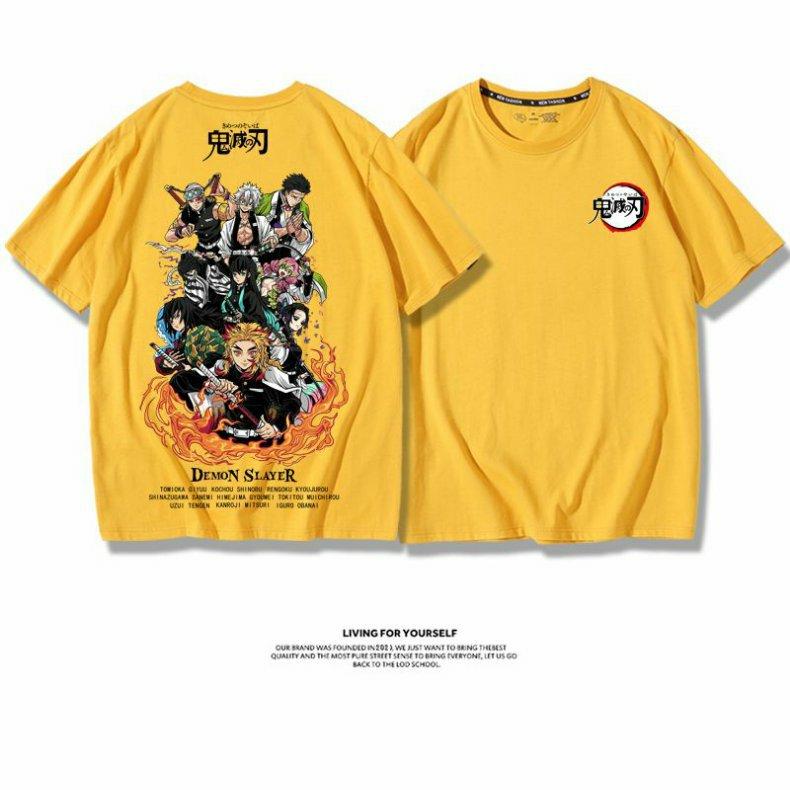 Demon Slayer Anime Muichiro Tokito Kochou Shinobu Printed 100% Cotton Short Sleeve Summer Men's Outdoor Casual Streetwear