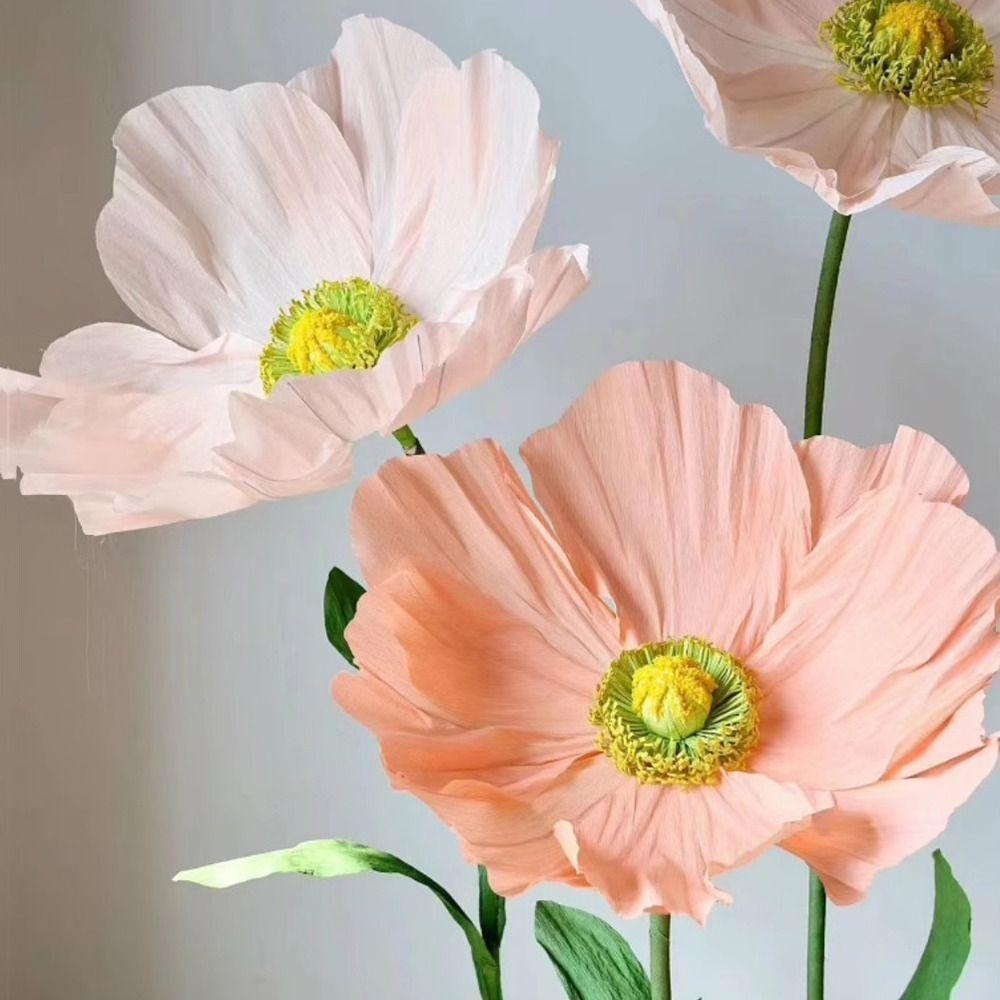 Nova Flor Gigante Simulada de 60cm Flor de Papel Falsa Cabeça de Flor de Papel Flor Artificial Grande Simulada Decoração de Festa de Festival
