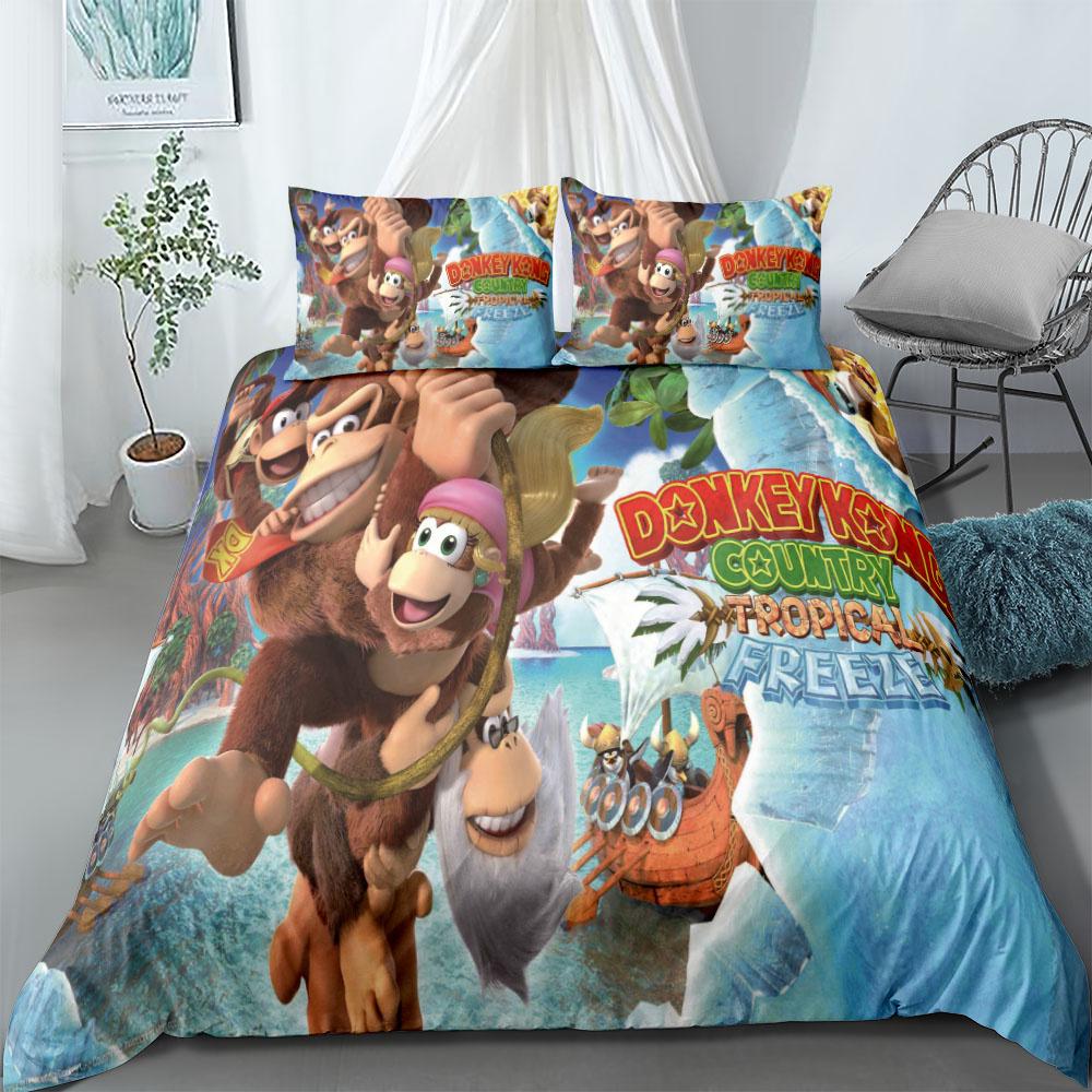 

Набір постільної білизни з ковдрою з мультяшним мавпою Донкі Конгом розміру Кінг, Квін, Двоспальний, Повний, Твін, Односпальний EU single(135x200cm)