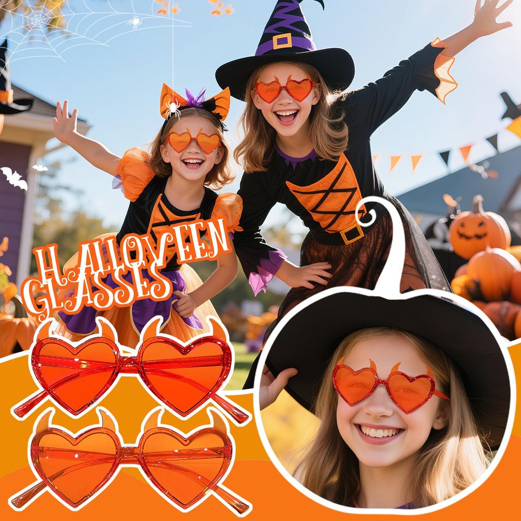 Devil Horn Heart For Teens Girls Halloween Party Frame Lens Funny Trendy Fashion Carnivals Decorations