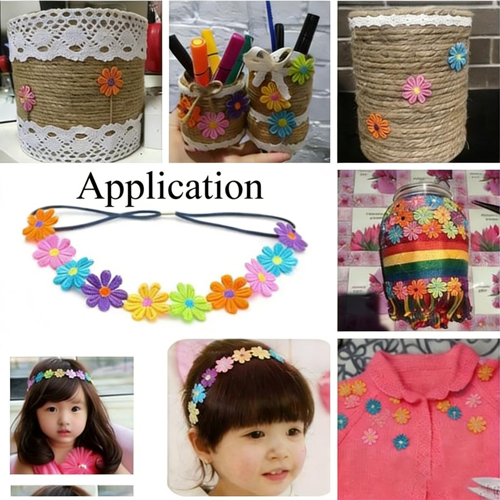 Daisy Flower Lace Trim Embroidered DIY Handmade Patchwork Ribbon Sewing Supplies Crafts 2.5CM Wide 1.5Yards Colorful