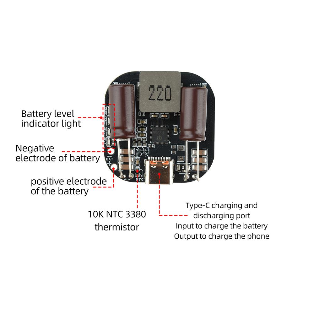Type-C 18V 1A Buck Boost Converter IP1166 Bidirectional Charge Discharge Board Safety Protection for DIY Energy Storage Project