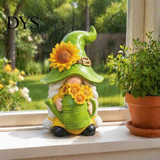 Indoor Window Sill Ornaments Sunflower Gnome Statue Ornaments, Resin Faceless Figurines, Pastoral Gifts for Garden Lovers Style Tabletop Figures