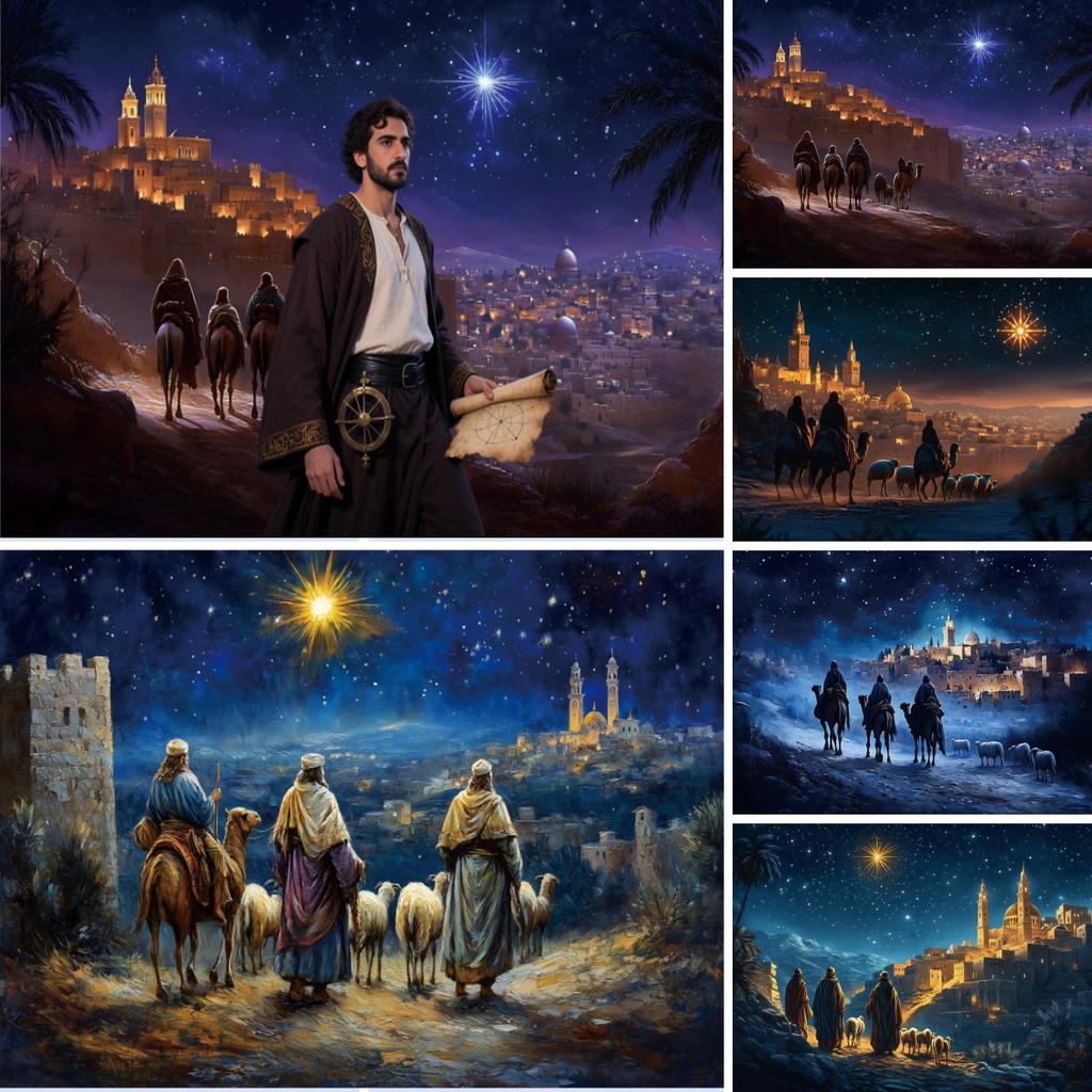 Christmas Birth of Jesus Backdrops Gothic Architecture Holy Night Camel Pilgrimage Christ Nativity Scene Photo Background Studio
