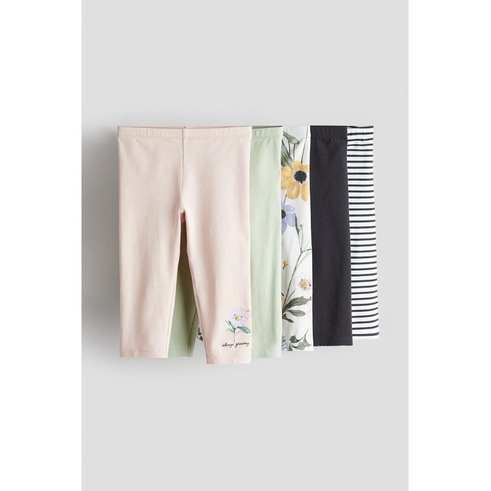 

Леггинсы-капри из джерси HM, комплект из 5 предметов, светло-розовый цветок
