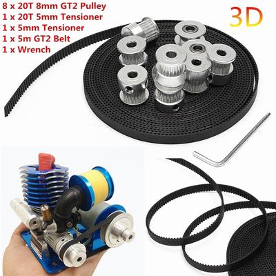 10 Meters GT2 Timing Belt Wrench for 3D Printer 8 Pcs GT2 Pulley 5mm 8 Pcs GT2 Pulley 8mm