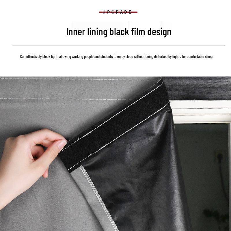 Easy-Install Blackout Curtain with Velcro for Bedroom & Balcony - Heat Insulation & Sun Protection