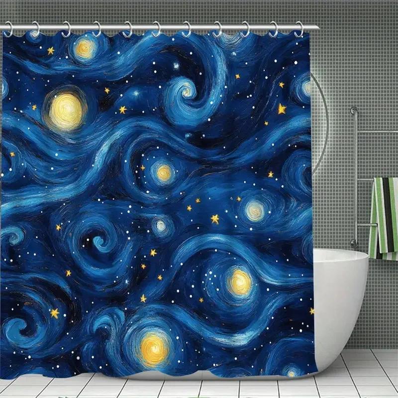 Vincent Van Gogh'S Starry Shower Curtain Can Be Hand-Washed In Waterproof Polyester Fabric Art Design Bathroom Shower Curtain